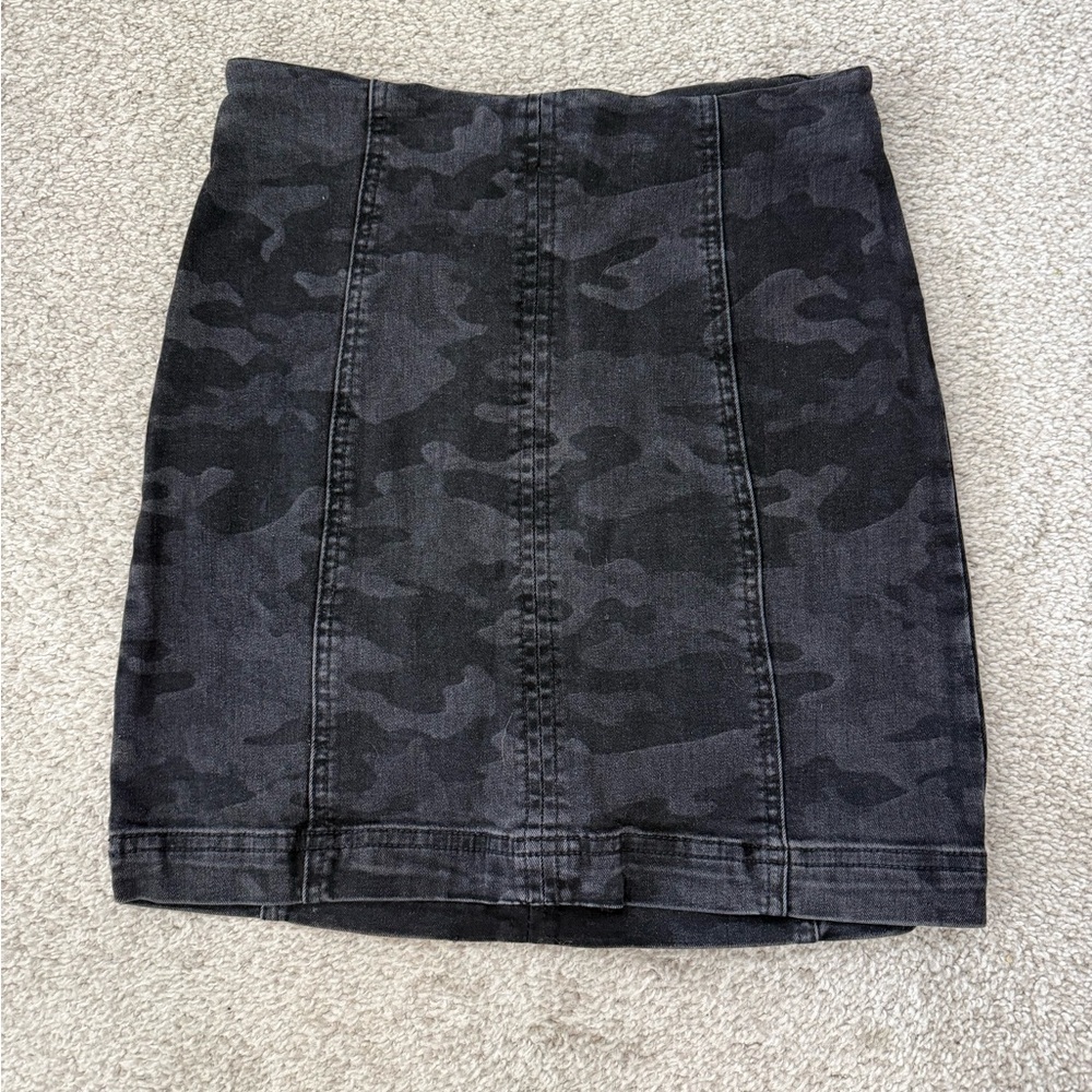 Free People Black Camo Mini Skirt